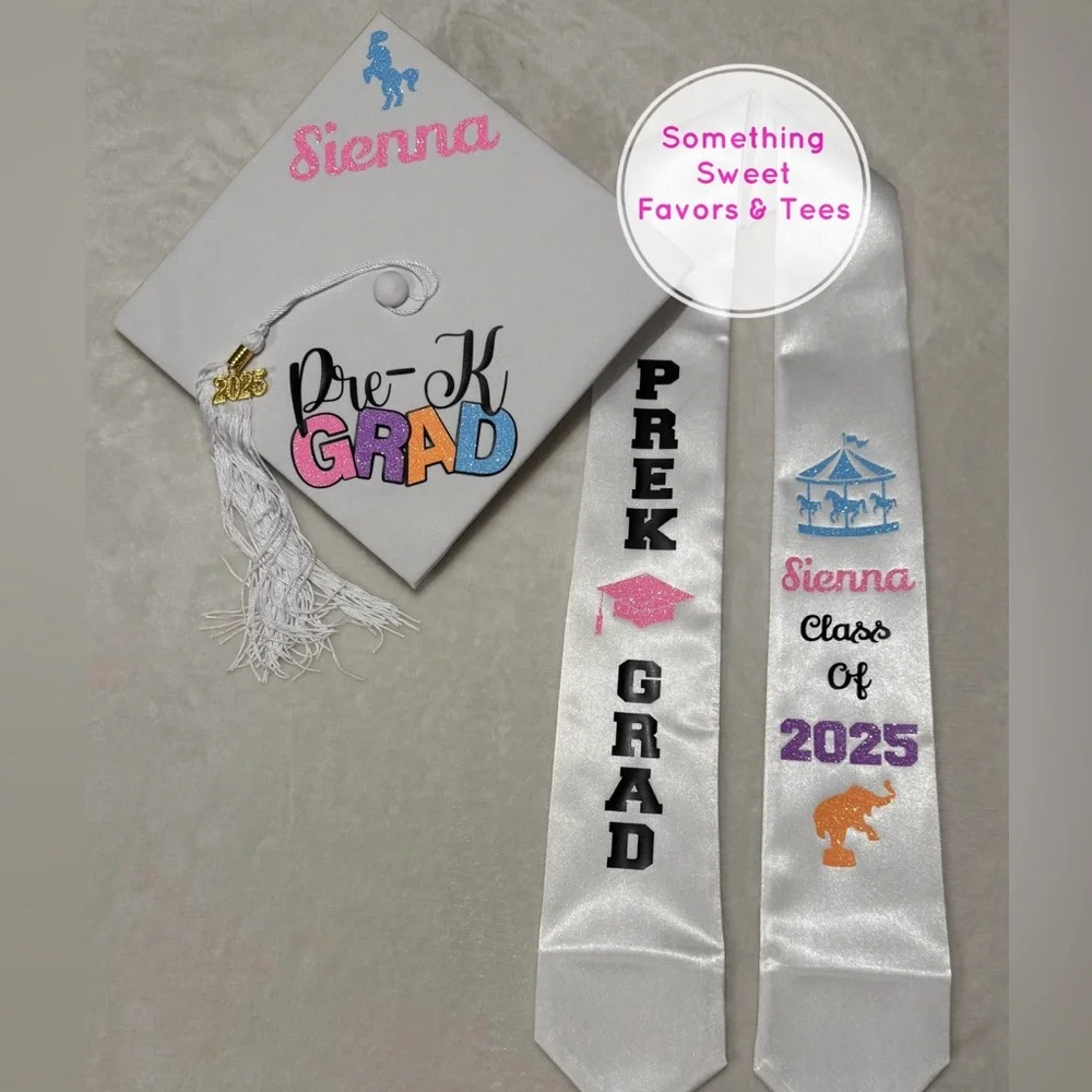 Graduation Cap & Stole. with Custom Design For ALL GRADES